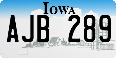 IA license plate AJB289