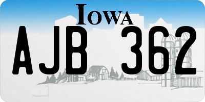 IA license plate AJB362
