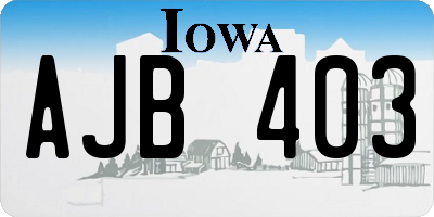 IA license plate AJB403