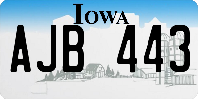 IA license plate AJB443