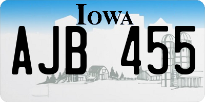 IA license plate AJB455