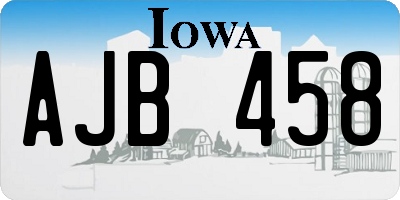 IA license plate AJB458