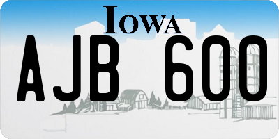 IA license plate AJB600