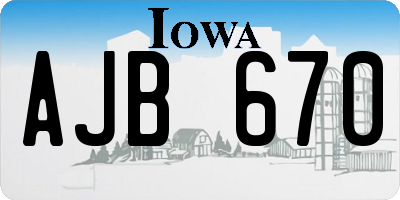 IA license plate AJB670