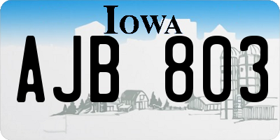IA license plate AJB803