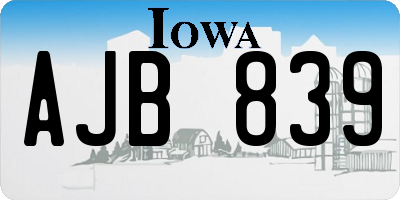 IA license plate AJB839