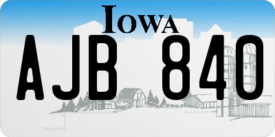 IA license plate AJB840