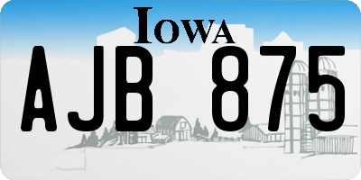 IA license plate AJB875