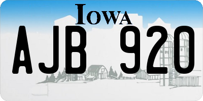 IA license plate AJB920