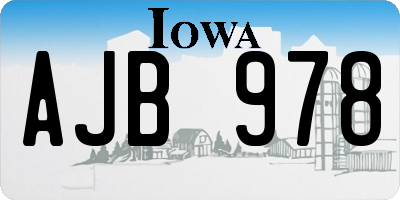 IA license plate AJB978