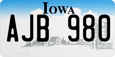 IA license plate AJB980