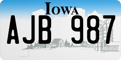 IA license plate AJB987