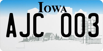 IA license plate AJC003