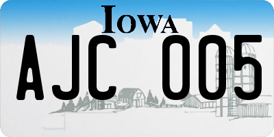 IA license plate AJC005