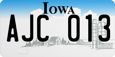IA license plate AJC013