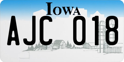 IA license plate AJC018