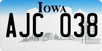 IA license plate AJC038