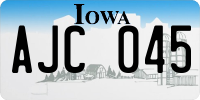 IA license plate AJC045