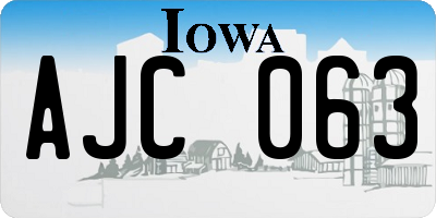 IA license plate AJC063
