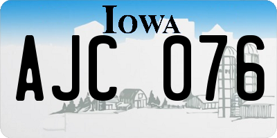 IA license plate AJC076