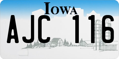 IA license plate AJC116