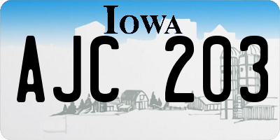 IA license plate AJC203
