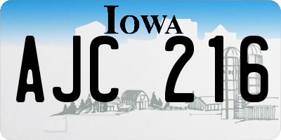 IA license plate AJC216