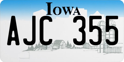 IA license plate AJC355