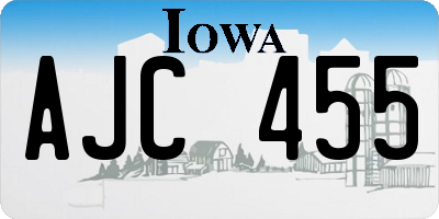 IA license plate AJC455
