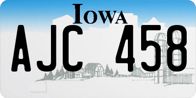 IA license plate AJC458