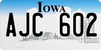 IA license plate AJC602