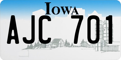 IA license plate AJC701