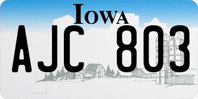 IA license plate AJC803