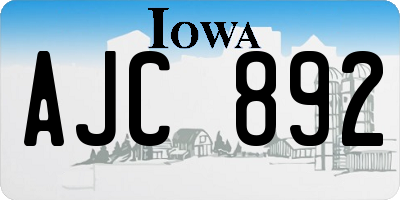 IA license plate AJC892