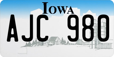 IA license plate AJC980