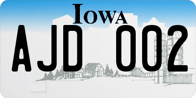 IA license plate AJD002