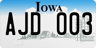 IA license plate AJD003