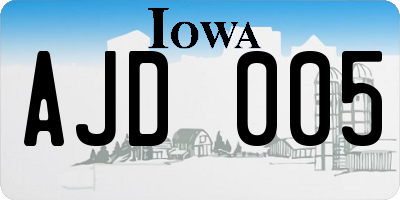 IA license plate AJD005