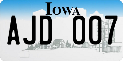 IA license plate AJD007