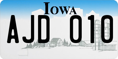 IA license plate AJD010
