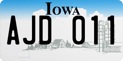 IA license plate AJD011