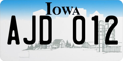 IA license plate AJD012