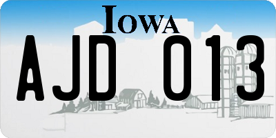 IA license plate AJD013
