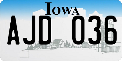 IA license plate AJD036