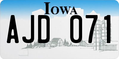 IA license plate AJD071