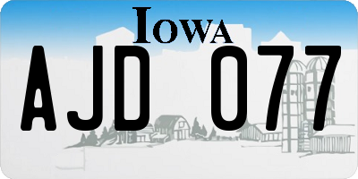 IA license plate AJD077