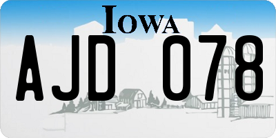 IA license plate AJD078