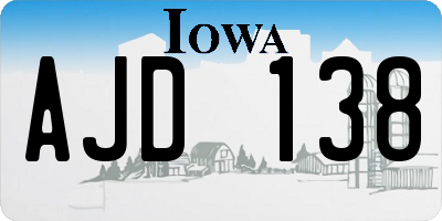 IA license plate AJD138