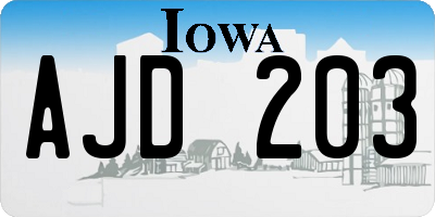 IA license plate AJD203