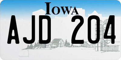 IA license plate AJD204